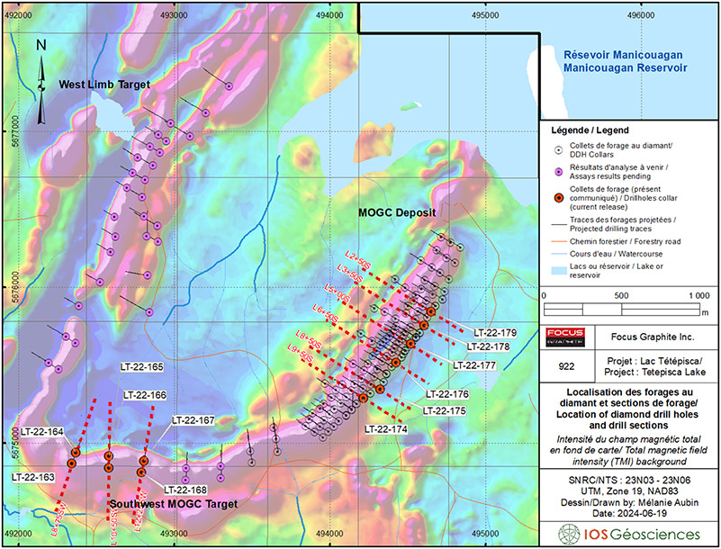 Figure 1 - Location of the drill holes and drill hole sections discussed in today’s news release